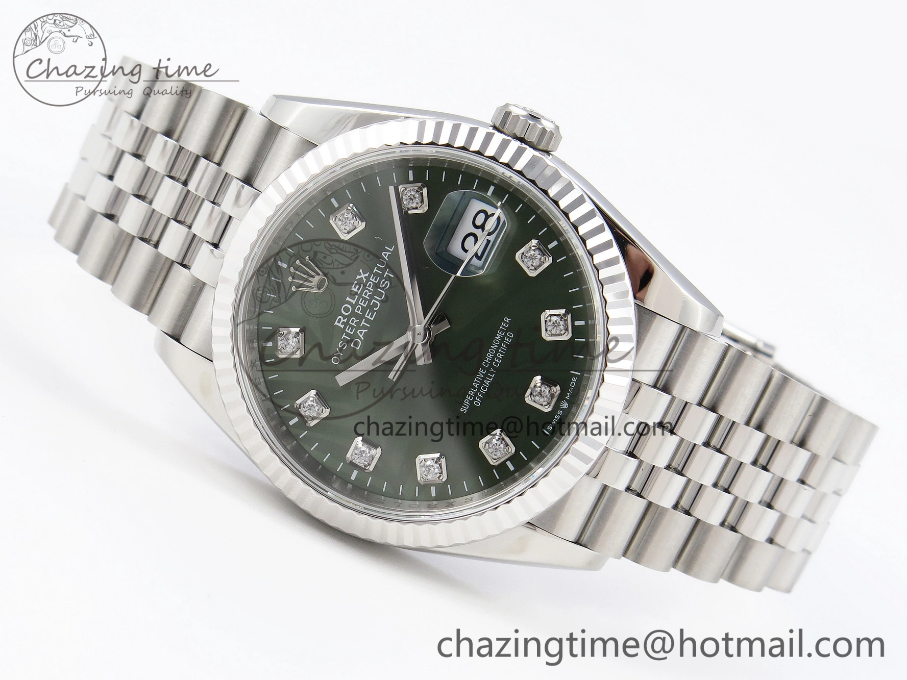 DateJust 36 SS 126234 VSF 1:1 Best Edition 904L Steel Green Leaf Diamonds Dial on Jubilee Bracelet VS3235