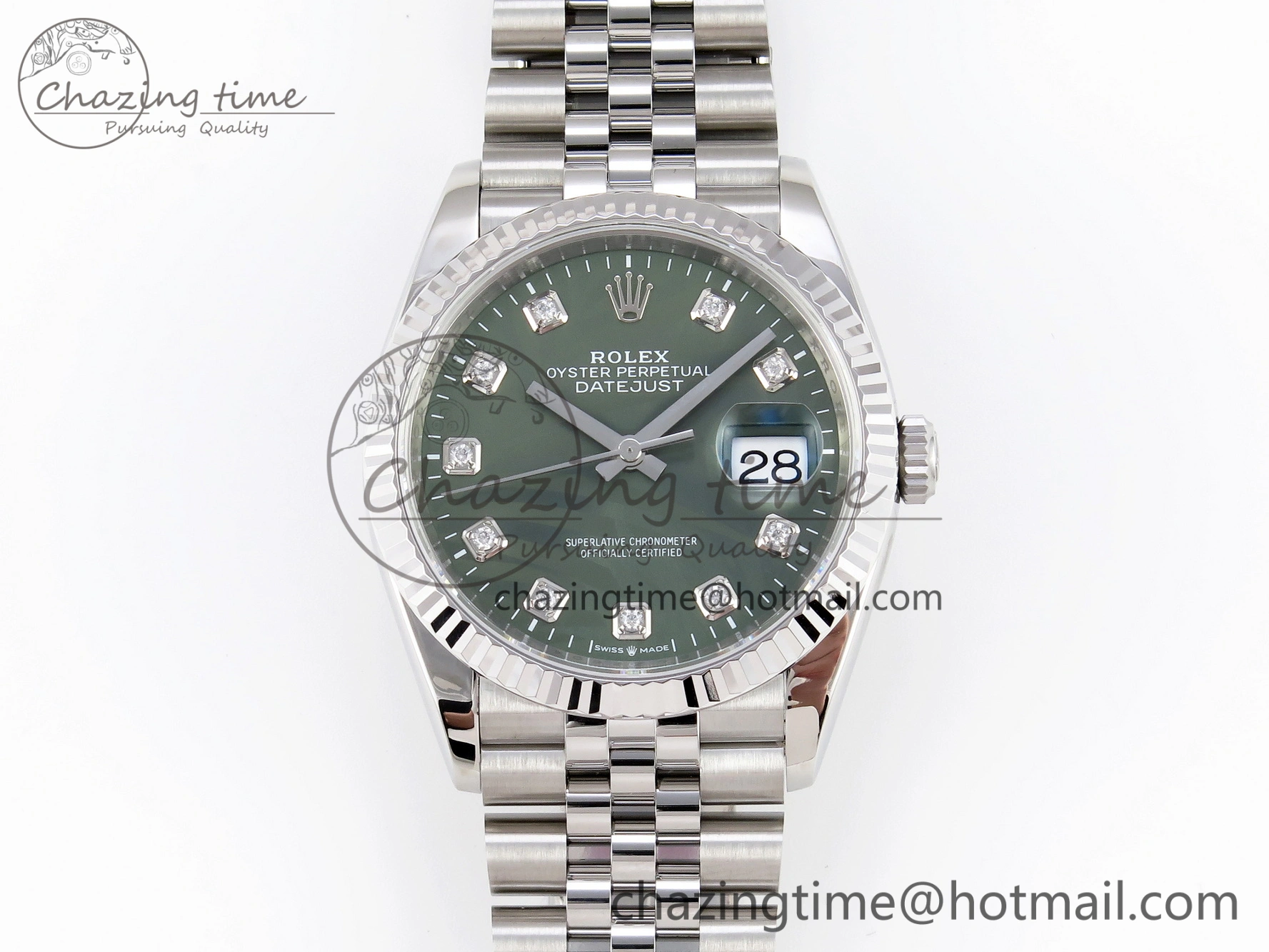DateJust 36 SS 126234 VSF 1:1 Best Edition 904L Steel Green Leaf Diamonds Dial on Jubilee Bracelet VS3235