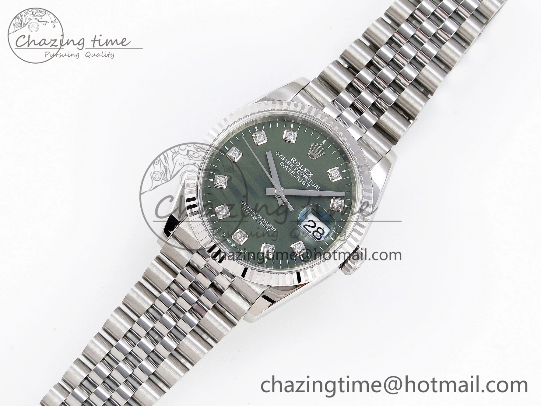 DateJust 36 SS 126234 VSF 1:1 Best Edition 904L Steel Green Leaf Diamonds Dial on Jubilee Bracelet VS3235