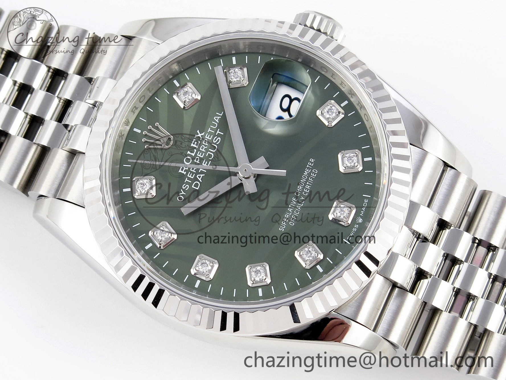DateJust 36 SS 126234 VSF 1:1 Best Edition 904L Steel Green Leaf Diamonds Dial on Jubilee Bracelet VS3235