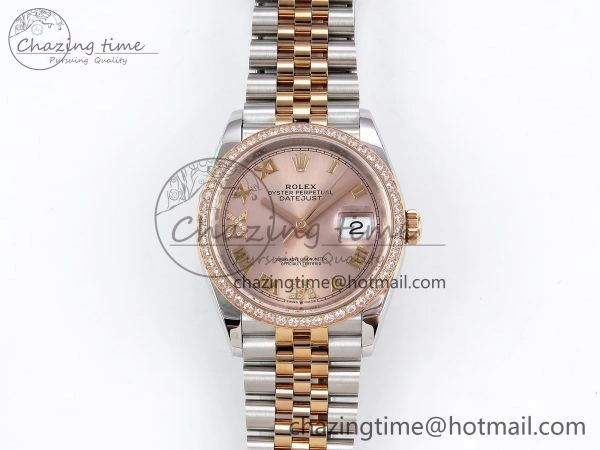 DateJust 36 SS 126281rbr VSF 1:1 Best Edition 904L Steel RG Roman Dial on Jubilee Bracelet VS3235