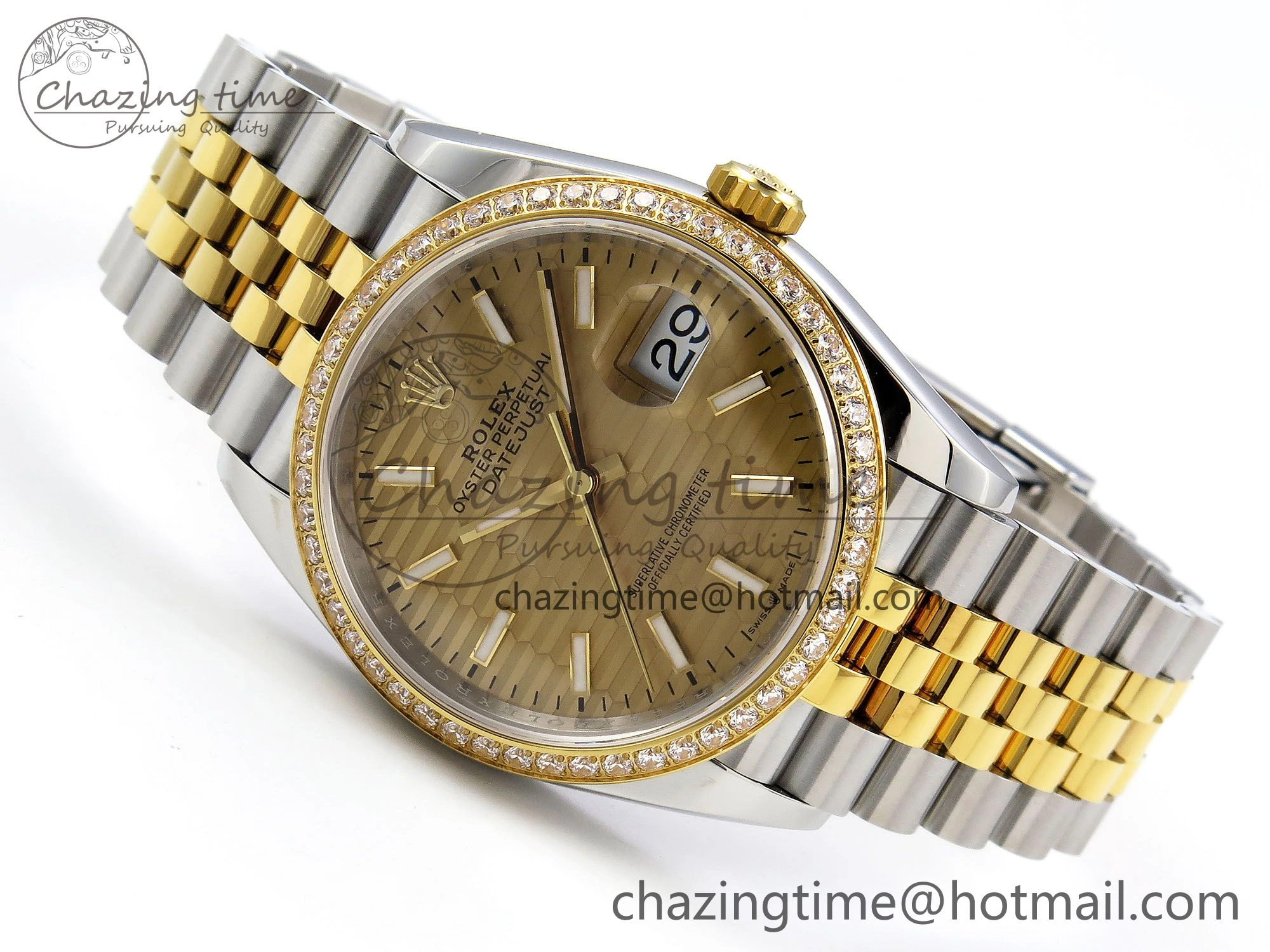 DateJust 36 SS 126283rbr VSF 1:1 Best Edition 904L Steel YG Textured Dial on Jubilee Bracelet VS3235