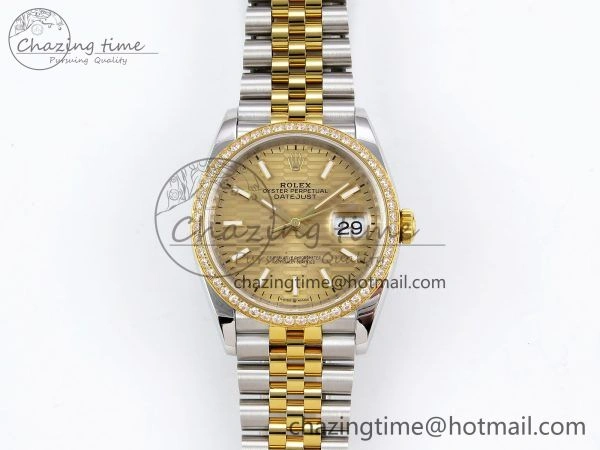 DateJust 36 SS 126283rbr VSF 1:1 Best Edition 904L Steel YG Textured Dial on Jubilee Bracelet VS3235