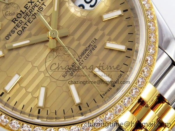 DateJust 36 SS 126283rbr VSF 1:1 Best Edition 904L Steel YG Textured Dial on Jubilee Bracelet VS3235