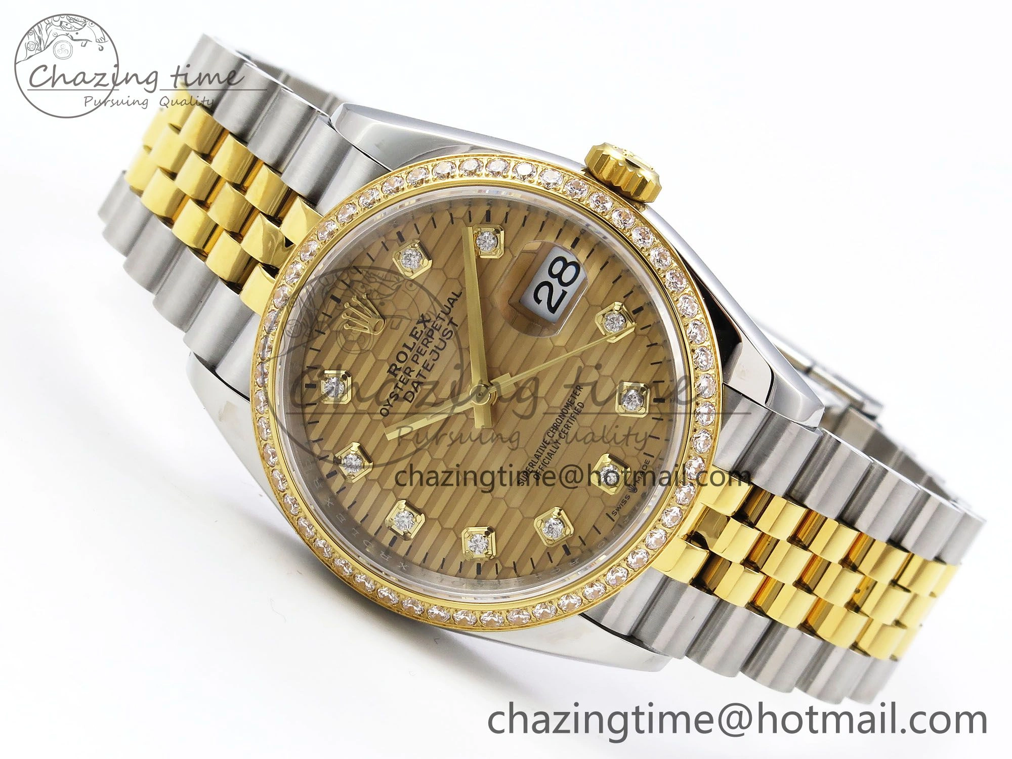 DateJust 36 SS 126283rbr VSF 1:1 Best Edition 904L Steel YG Textured Diamonds Dial on Jubilee Bracelet VS3235