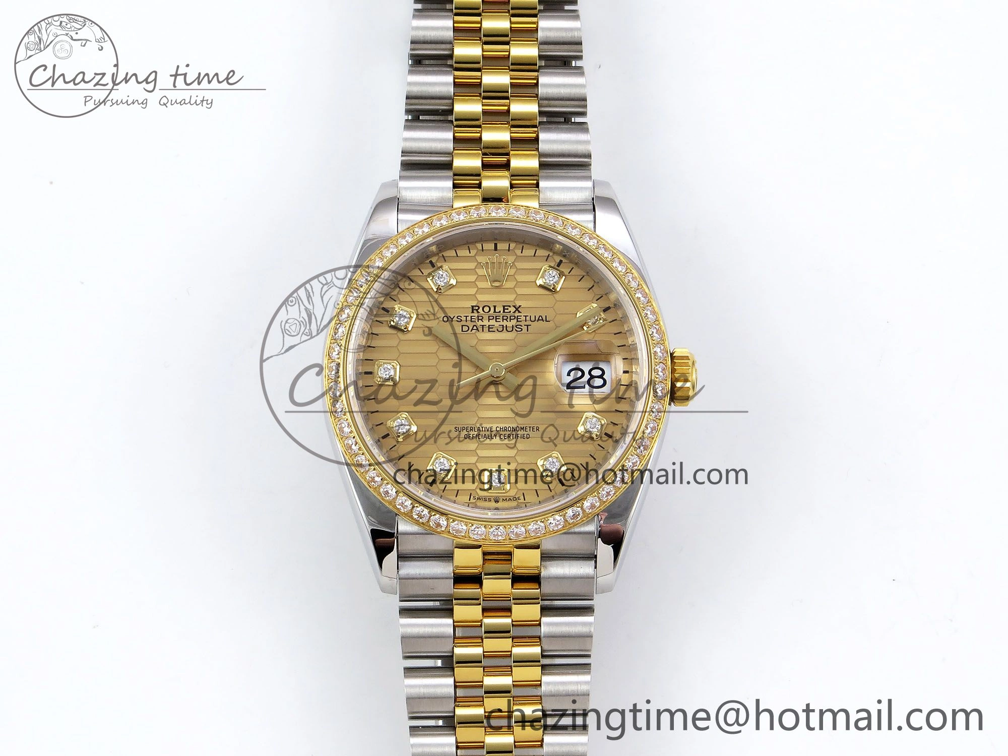 DateJust 36 SS 126283rbr VSF 1:1 Best Edition 904L Steel YG Textured Diamonds Dial on Jubilee Bracelet VS3235