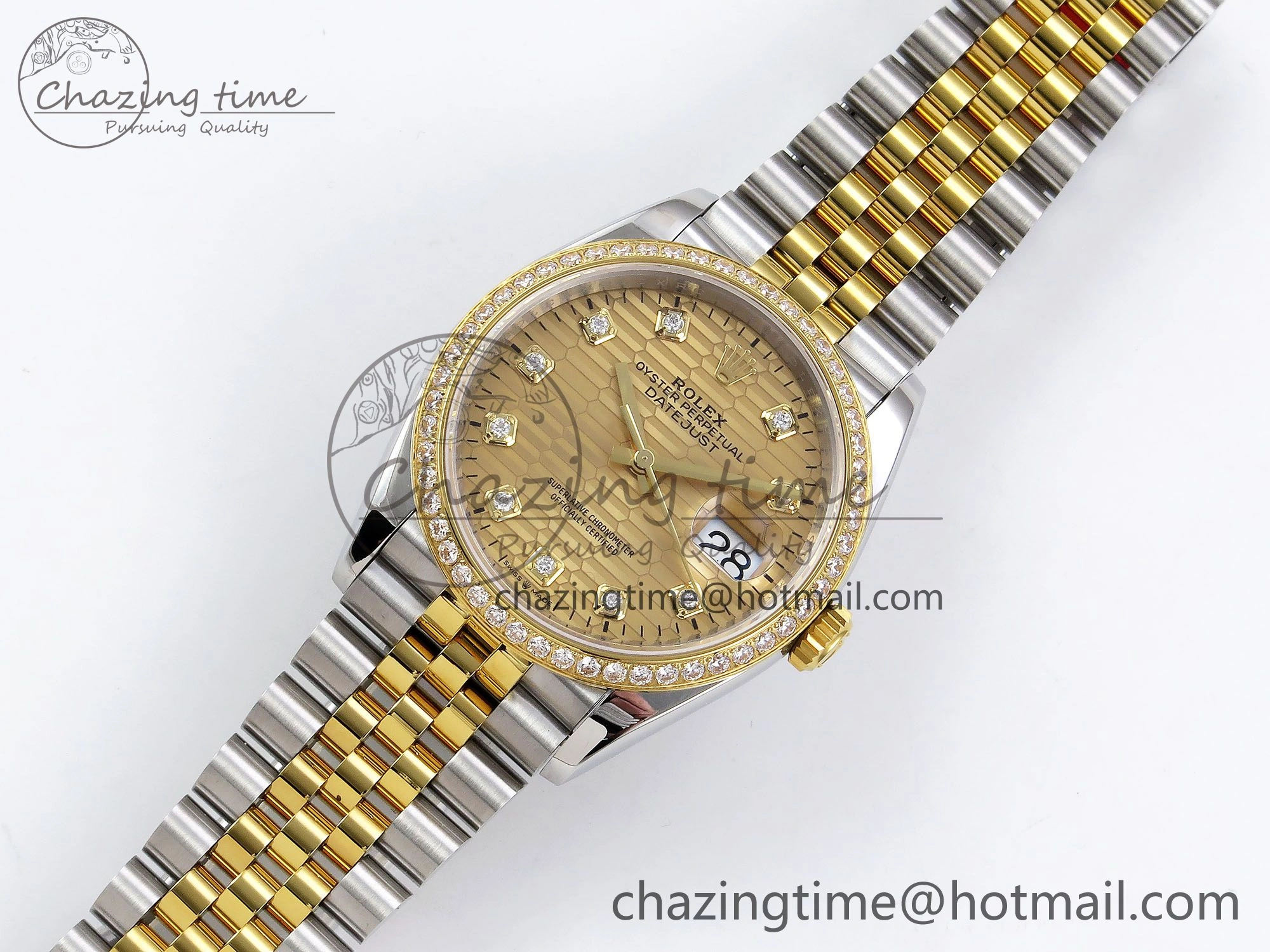 DateJust 36 SS 126283rbr VSF 1:1 Best Edition 904L Steel YG Textured Diamonds Dial on Jubilee Bracelet VS3235