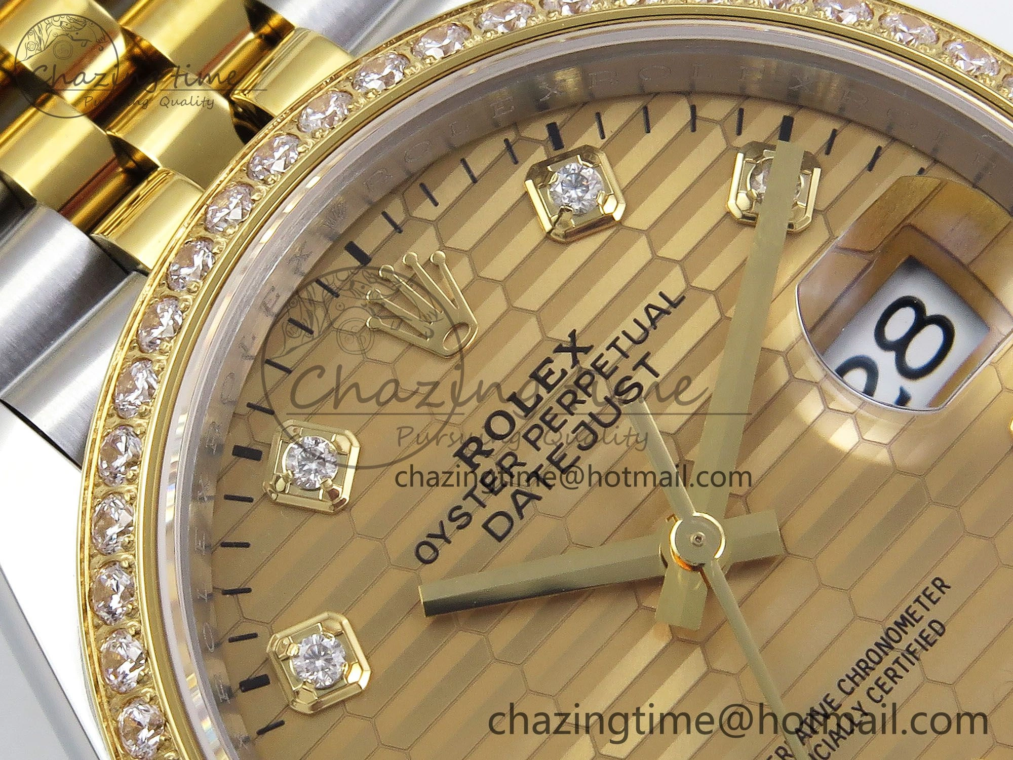 DateJust 36 SS 126283rbr VSF 1:1 Best Edition 904L Steel YG Textured Diamonds Dial on Jubilee Bracelet VS3235
