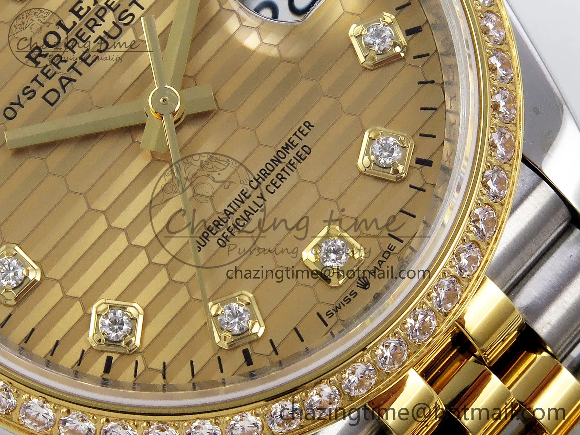 DateJust 36 SS 126283rbr VSF 1:1 Best Edition 904L Steel YG Textured Diamonds Dial on Jubilee Bracelet VS3235