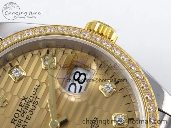 DateJust 36 SS 126283rbr VSF 1:1 Best Edition 904L Steel YG Textured Diamonds Dial on Jubilee Bracelet VS3235