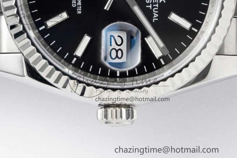 DateJust 36 SS DIWF 1:1 Best Edition 904L Steel Black Stick Dial on Jubilee Bracelet SA3235