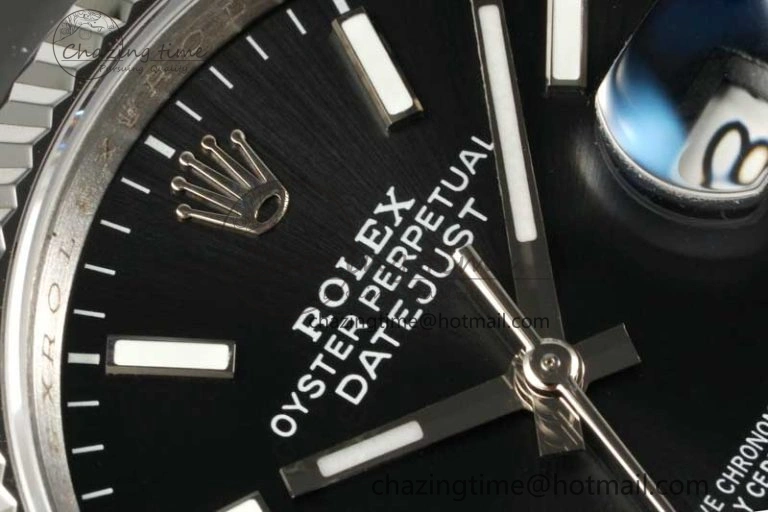 DateJust 36 SS DIWF 1:1 Best Edition 904L Steel Black Stick Dial on Oyster Bracelet SA3235