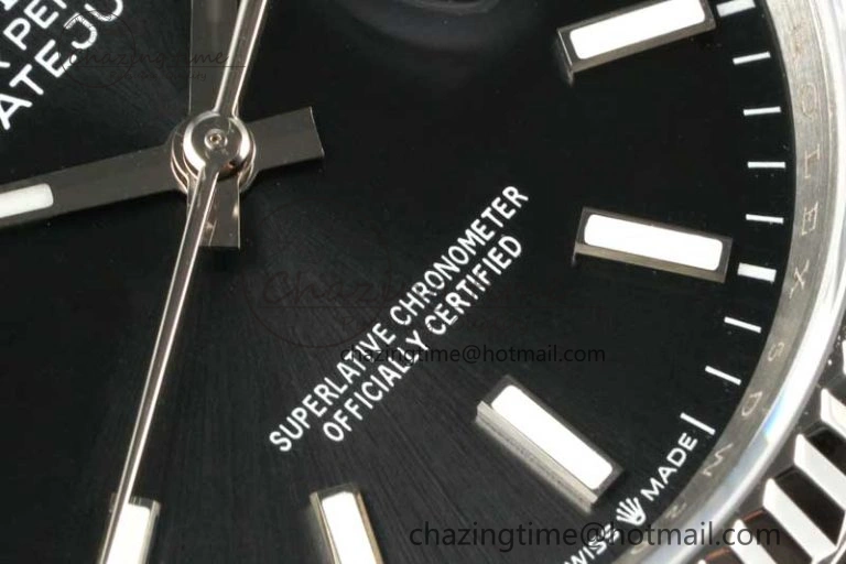 DateJust 36 SS DIWF 1:1 Best Edition 904L Steel Black Stick Dial on Oyster Bracelet SA3235
