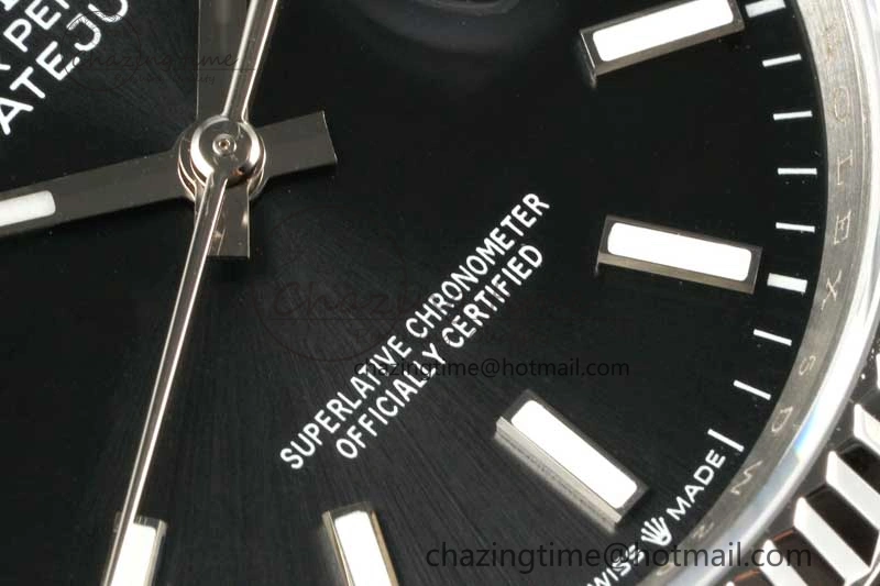DateJust 36 SS DIWF 1:1 Best Edition 904L Steel Black Stick Dial on Oyster Bracelet SA3235