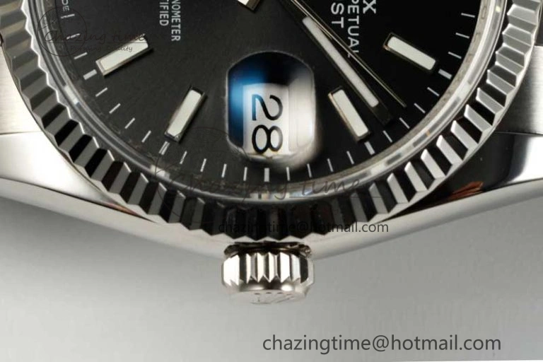 DateJust 36 SS DIWF 1:1 Best Edition 904L Steel Black Stick Dial on Oyster Bracelet SA3235