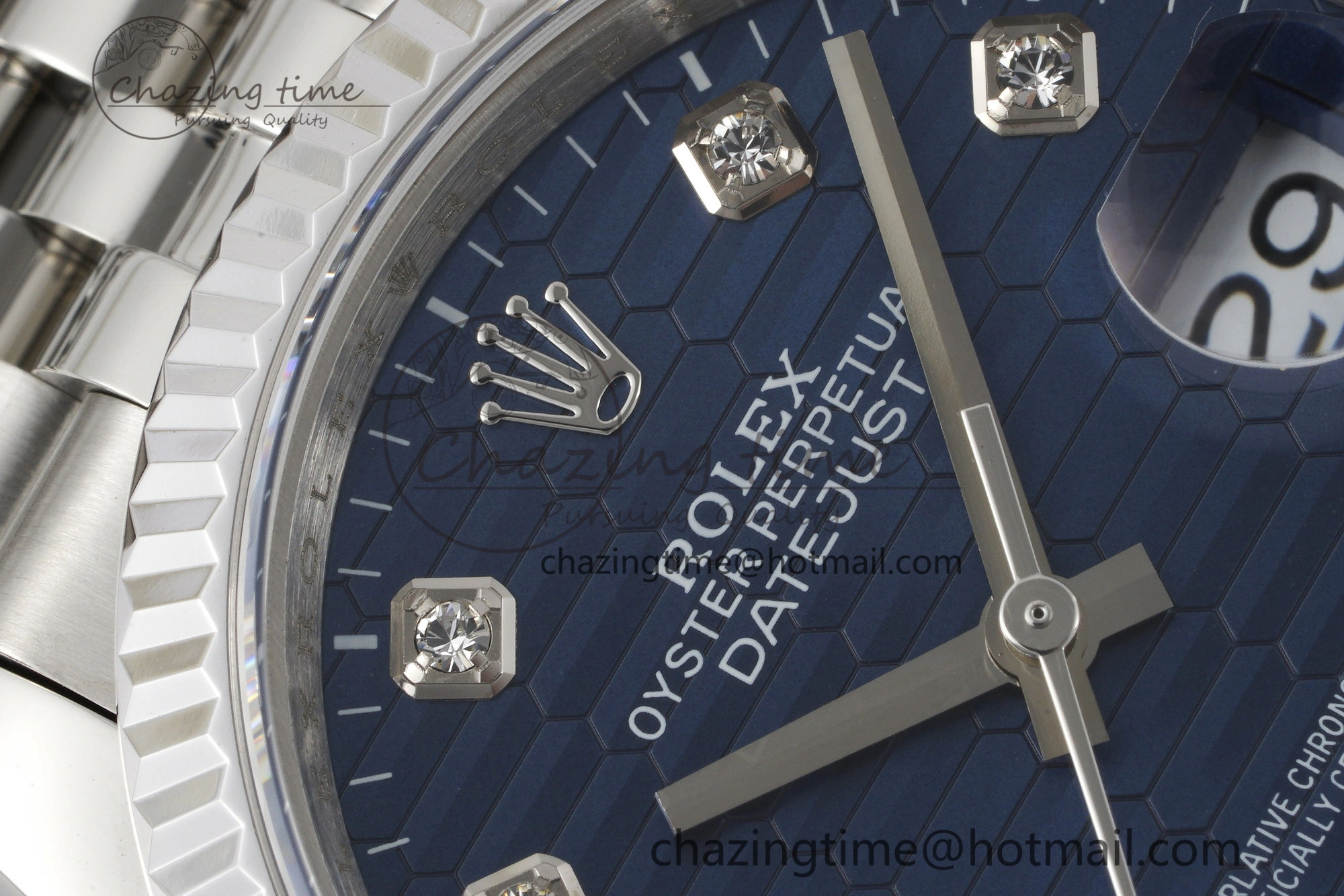 DateJust 36 SS JDF 1:1 Best Edition Blue Diamonds Textured Dial on Jubilee Bracelet VR3235 V2