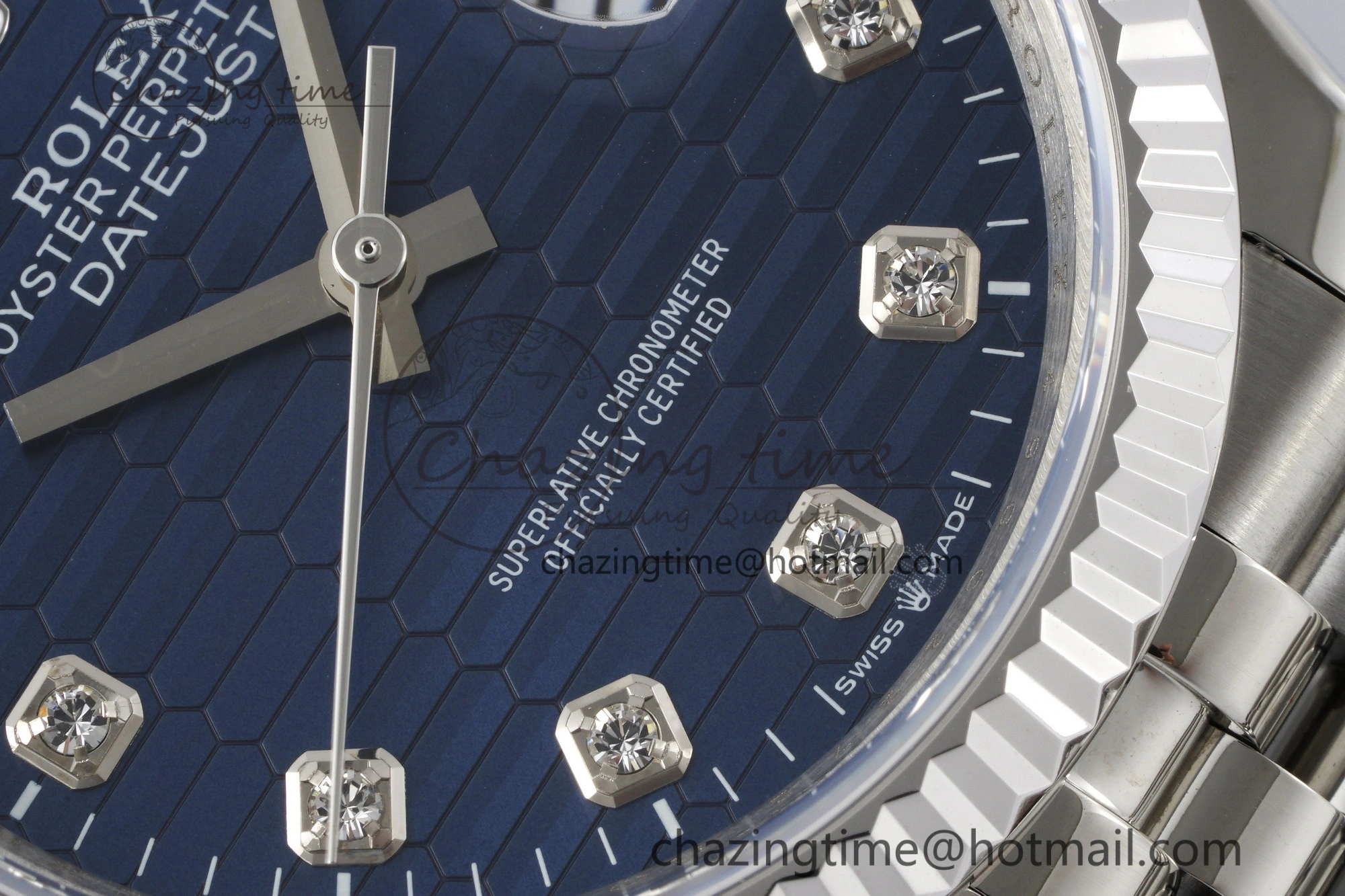 DateJust 36 SS JDF 1:1 Best Edition Blue Diamonds Textured Dial on Jubilee Bracelet VR3235 V2