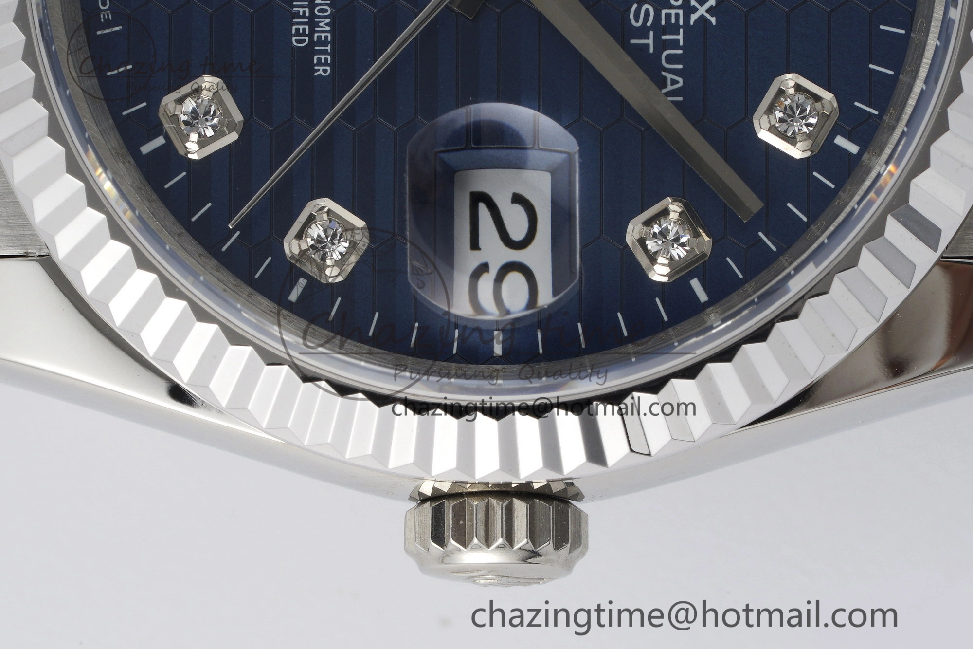 DateJust 36 SS JDF 1:1 Best Edition Blue Diamonds Textured Dial on Jubilee Bracelet VR3235 V2