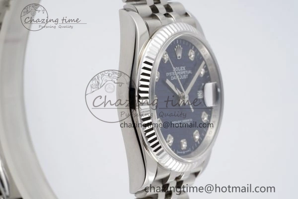 DateJust 36 SS JDF 1:1 Best Edition Blue Diamonds Textured Dial on Jubilee Bracelet VR3235 V2