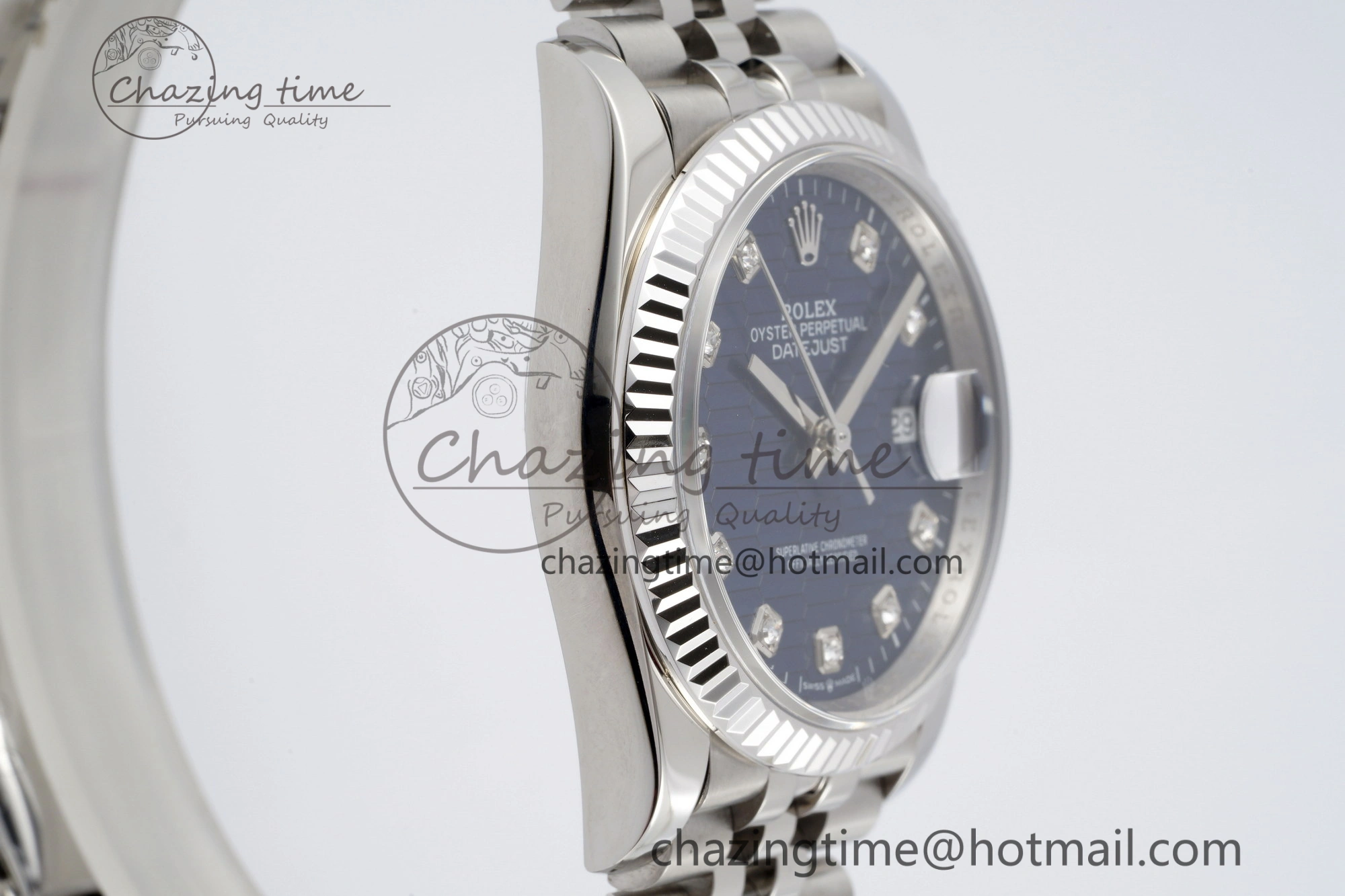 DateJust 36 SS JDF 1:1 Best Edition Blue Diamonds Textured Dial on Jubilee Bracelet VR3235 V2