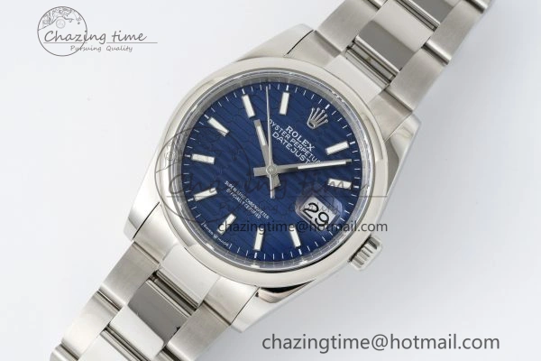 DateJust 36 SS JDF 904L Steel Blue Textured Dial on Oyster Bracelet VR3235 V2
