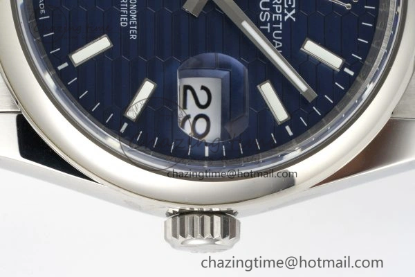 DateJust 36 SS JDF 904L Steel Blue Textured Dial on Oyster Bracelet VR3235 V2