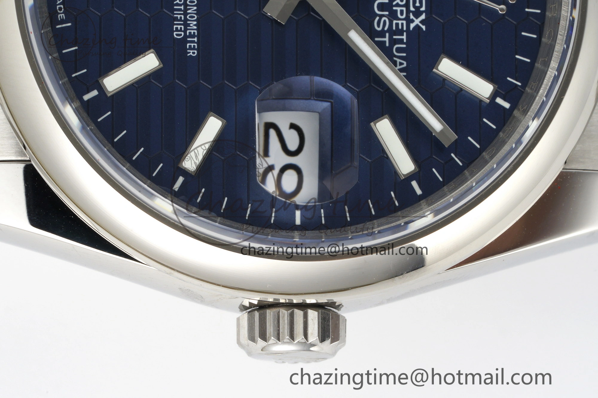 DateJust 36 SS JDF 904L Steel Blue Textured Dial on Oyster Bracelet VR3235 V2