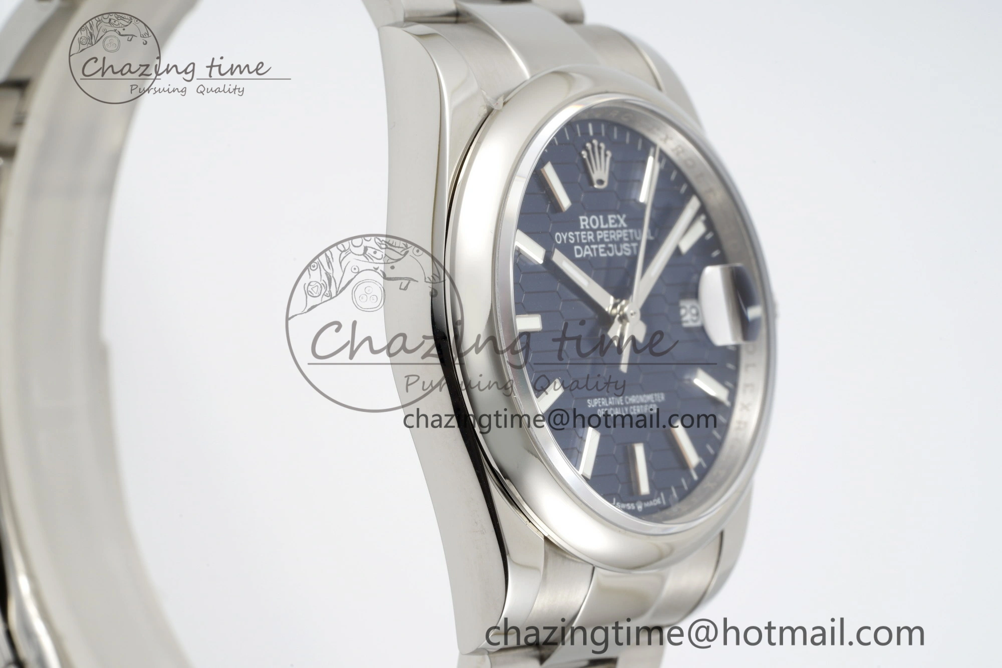 DateJust 36 SS JDF 904L Steel Blue Textured Dial on Oyster Bracelet VR3235 V2