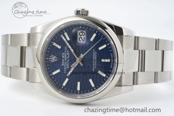 DateJust 36 SS JDF 904L Steel Blue Textured Dial on Oyster Bracelet VR3235 V2