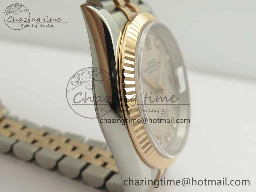 DateJust 36 SS RG 116231 RZF Best Edition 904L Steel Gray Dial Diamonds Markers on SS RG Bracelet A2824