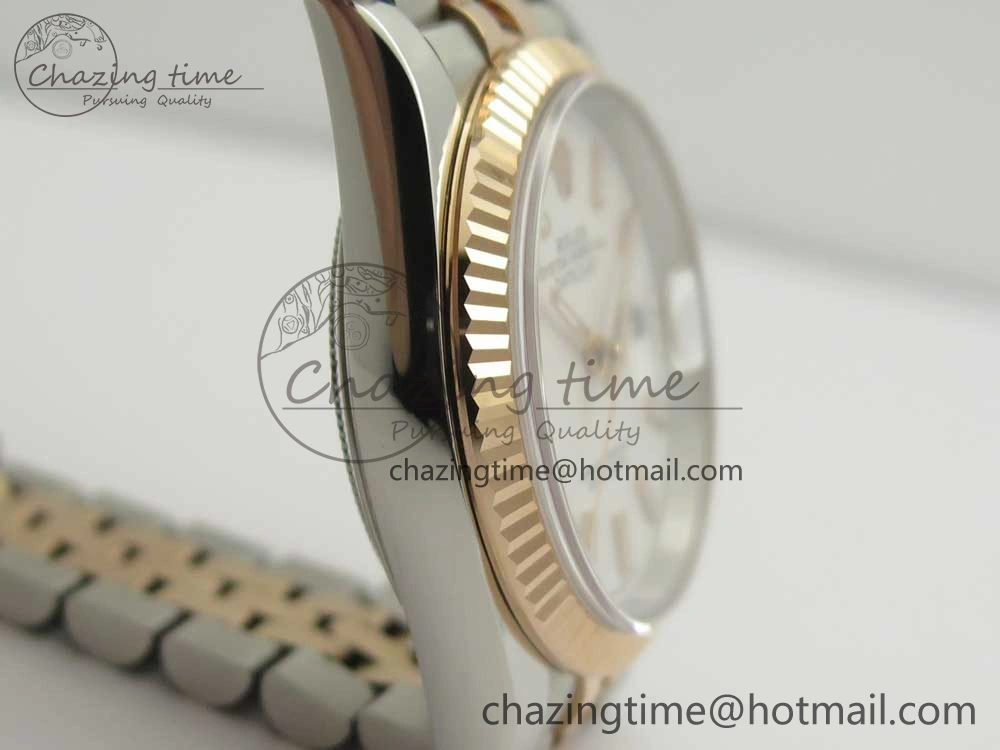 DateJust 36 SS RG 116231 RZF Best Edition 904L Steel White Dial Stick Markers on SS RG Bracelet A2824