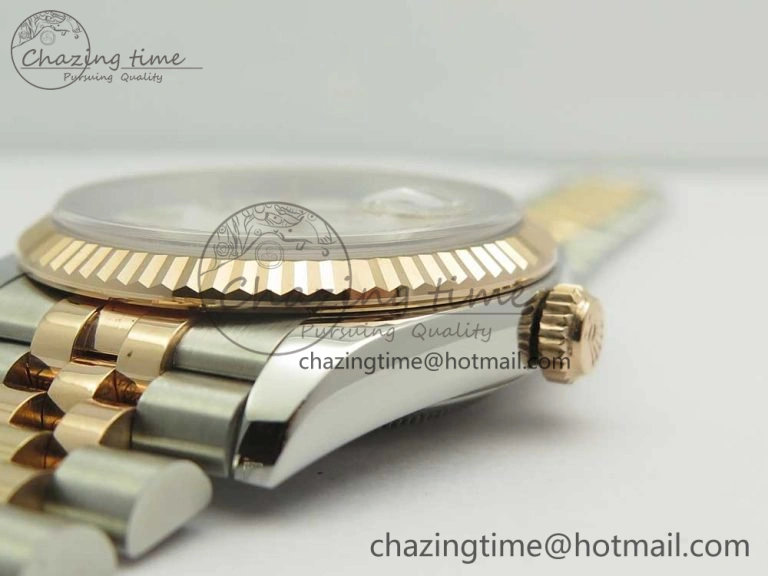 DateJust 36 SS RG 116231 RZF Best Edition 904L Steel White Dial Stick Markers on SS RG Bracelet A2824