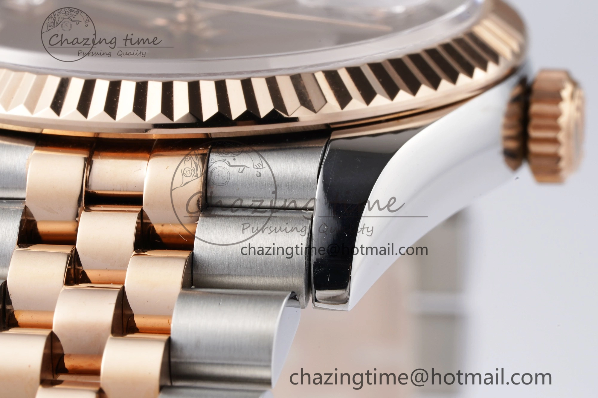DateJust 36 SS RG 126231 JDF RG Plated 904L Steel Brown Dial Diamonds Markers on Jubilee Bracelet V2