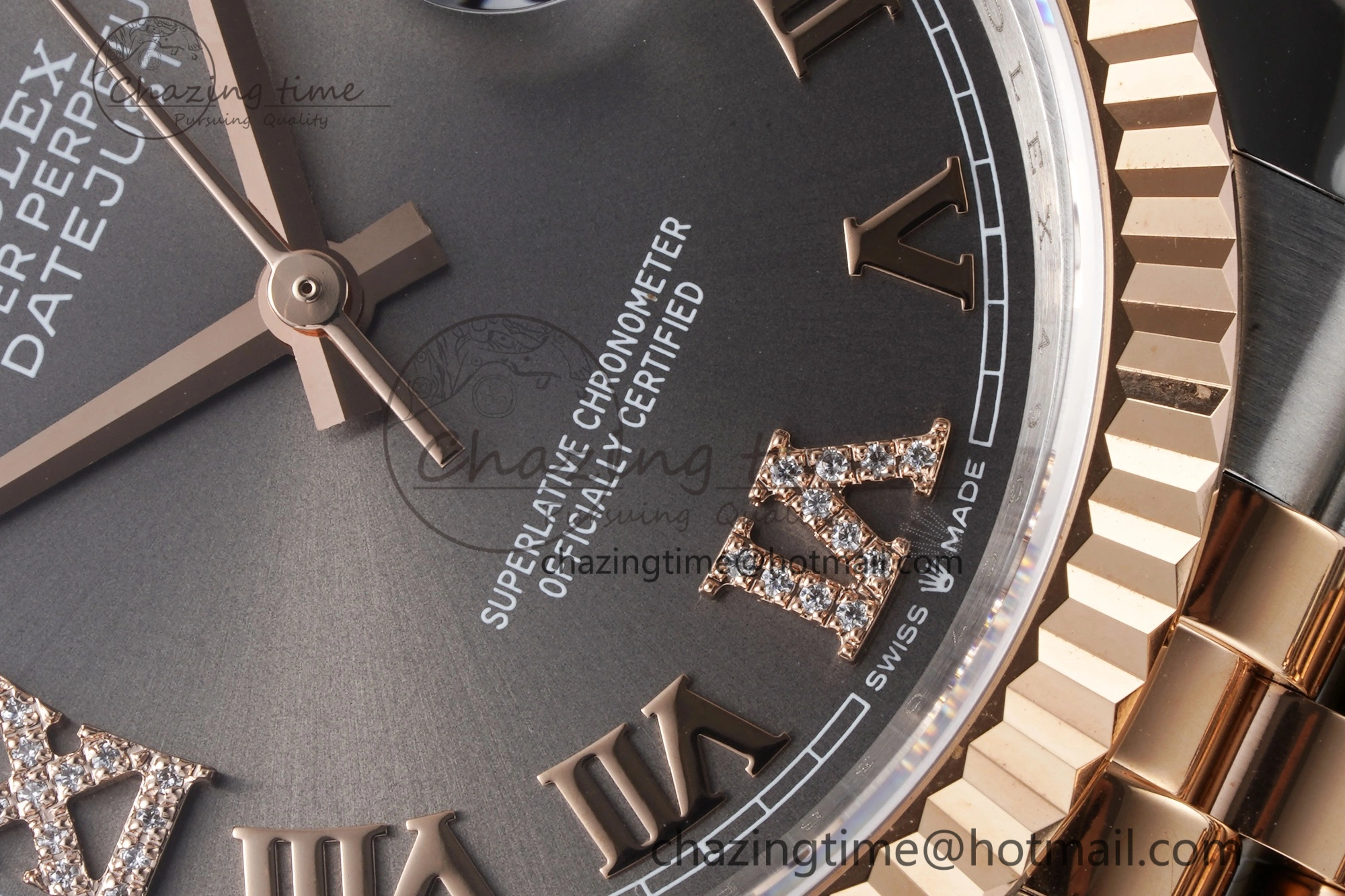 DateJust 36 SS RG 126231 JDF RG Plated 904L Steel Gray Dial Roman Markers on Jubilee Bracelet V2