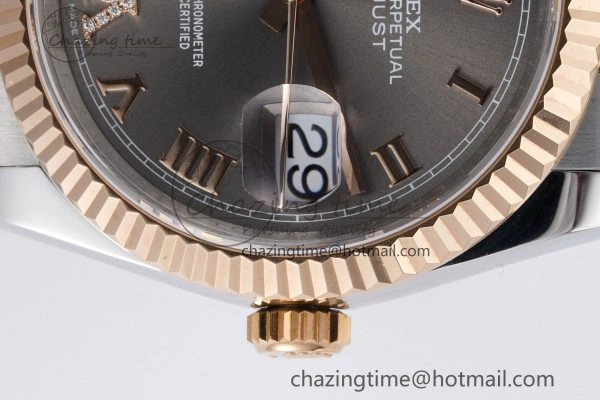DateJust 36 SS RG 126231 JDF RG Plated 904L Steel Gray Dial Roman Markers on Jubilee Bracelet V2