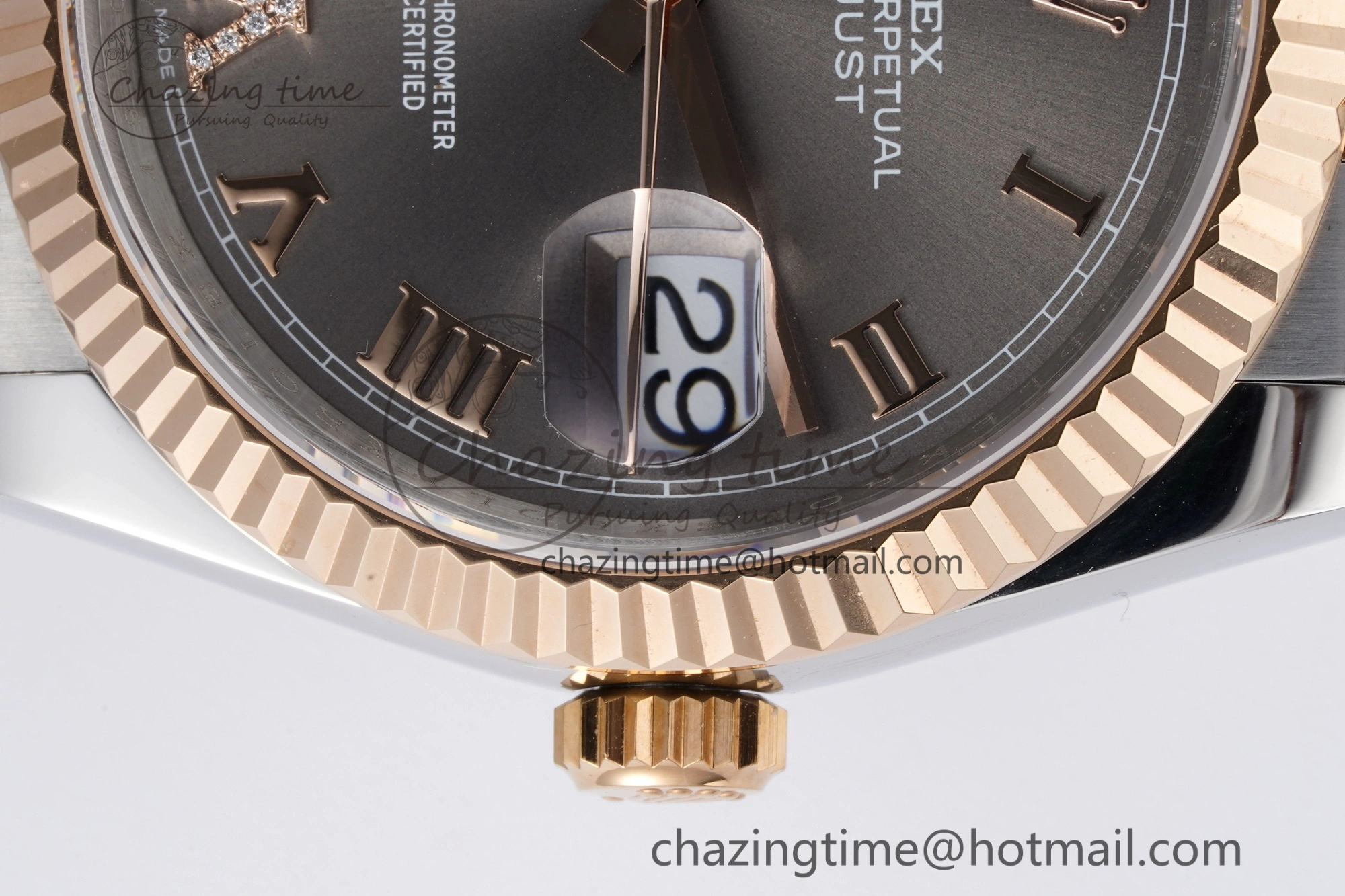 DateJust 36 SS RG 126231 JDF RG Plated 904L Steel Gray Dial Roman Markers on Jubilee Bracelet V2