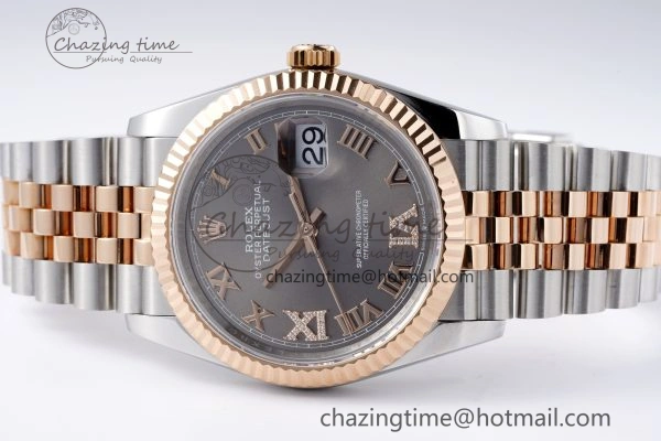 DateJust 36 SS RG 126231 JDF RG Plated 904L Steel Gray Dial Roman Markers on Jubilee Bracelet V2