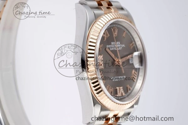 DateJust 36 SS RG 126231 JDF RG Plated 904L Steel Gray Dial Roman Markers on Jubilee Bracelet V2