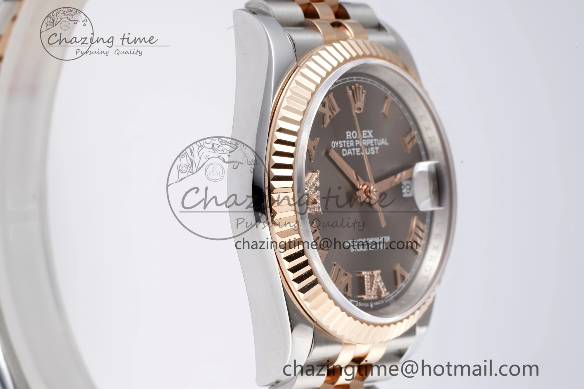 DateJust 36 SS RG 126231 JDF RG Plated 904L Steel Gray Dial Roman Markers on Jubilee Bracelet V2