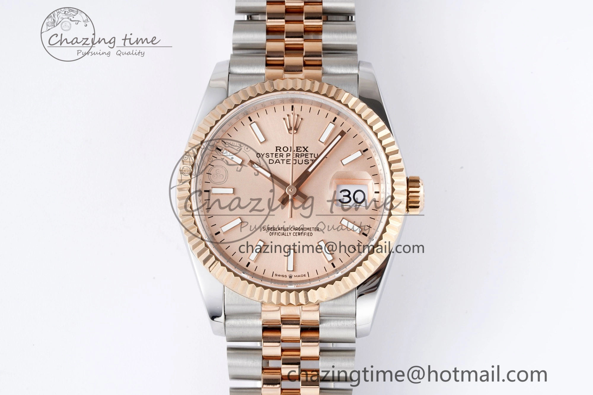 DateJust 36 SS RG 126231 JDF RG Plated 904L Steel RG Dial Stick Markers on Jubilee Bracelet V2