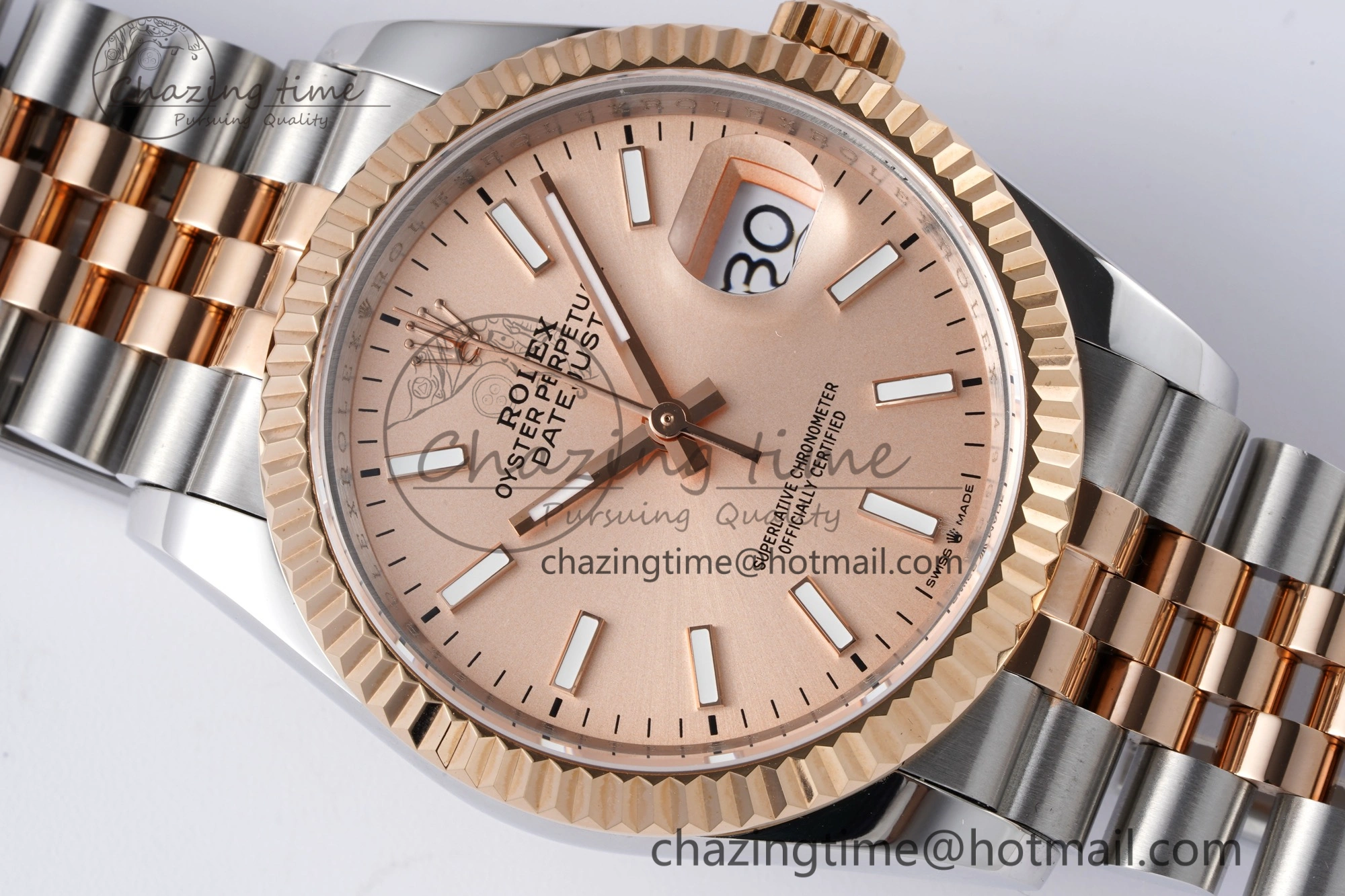 DateJust 36 SS RG 126231 JDF RG Plated 904L Steel RG Dial Stick Markers on Jubilee Bracelet V2