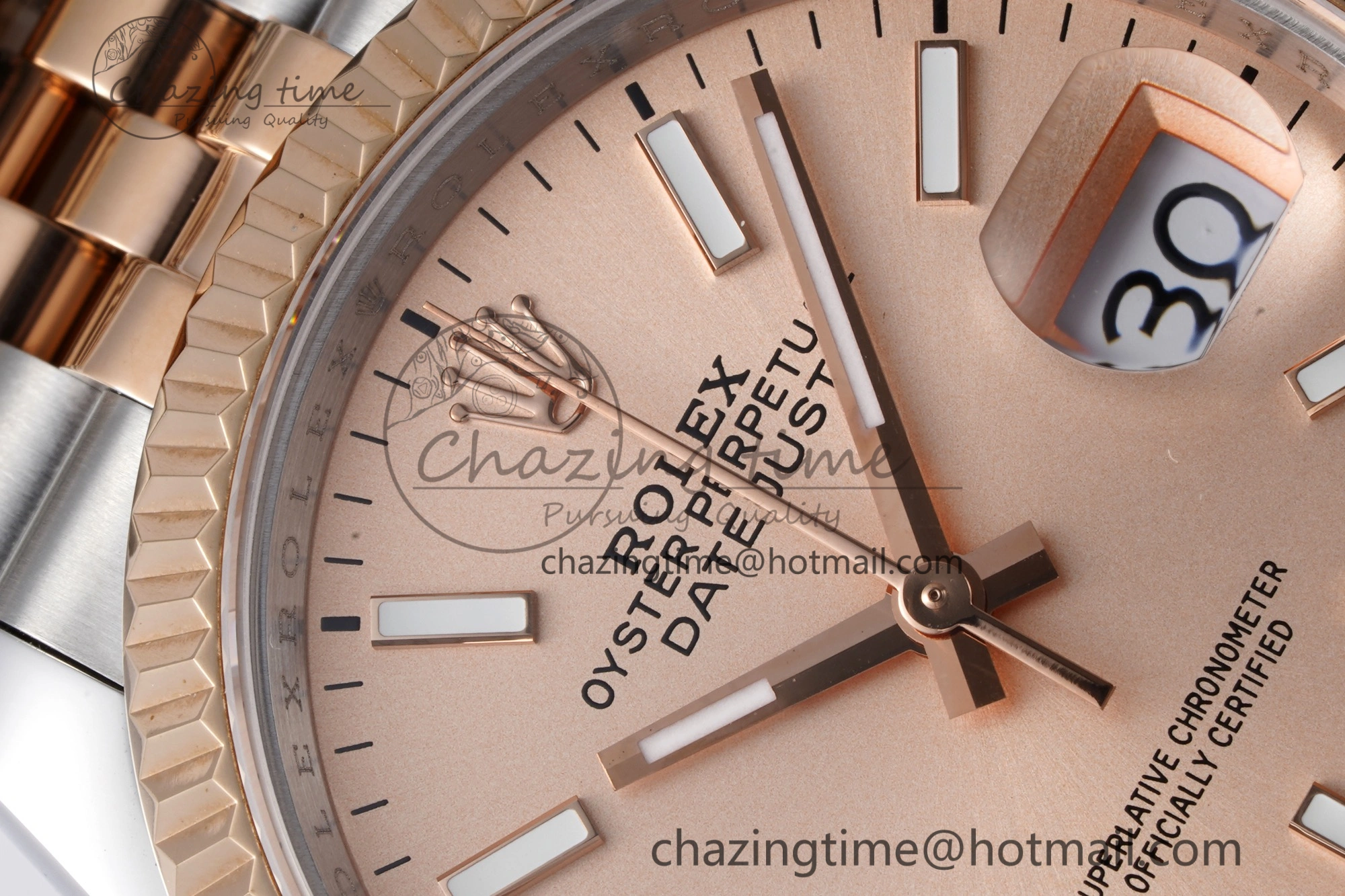 DateJust 36 SS RG 126231 JDF RG Plated 904L Steel RG Dial Stick Markers on Jubilee Bracelet V2