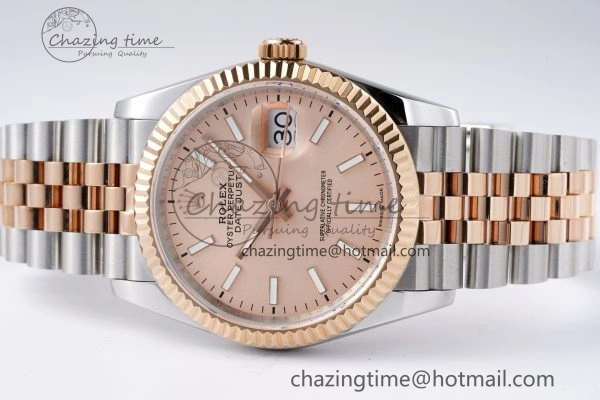 DateJust 36 SS RG 126231 JDF RG Plated 904L Steel RG Dial Stick Markers on Jubilee Bracelet V2