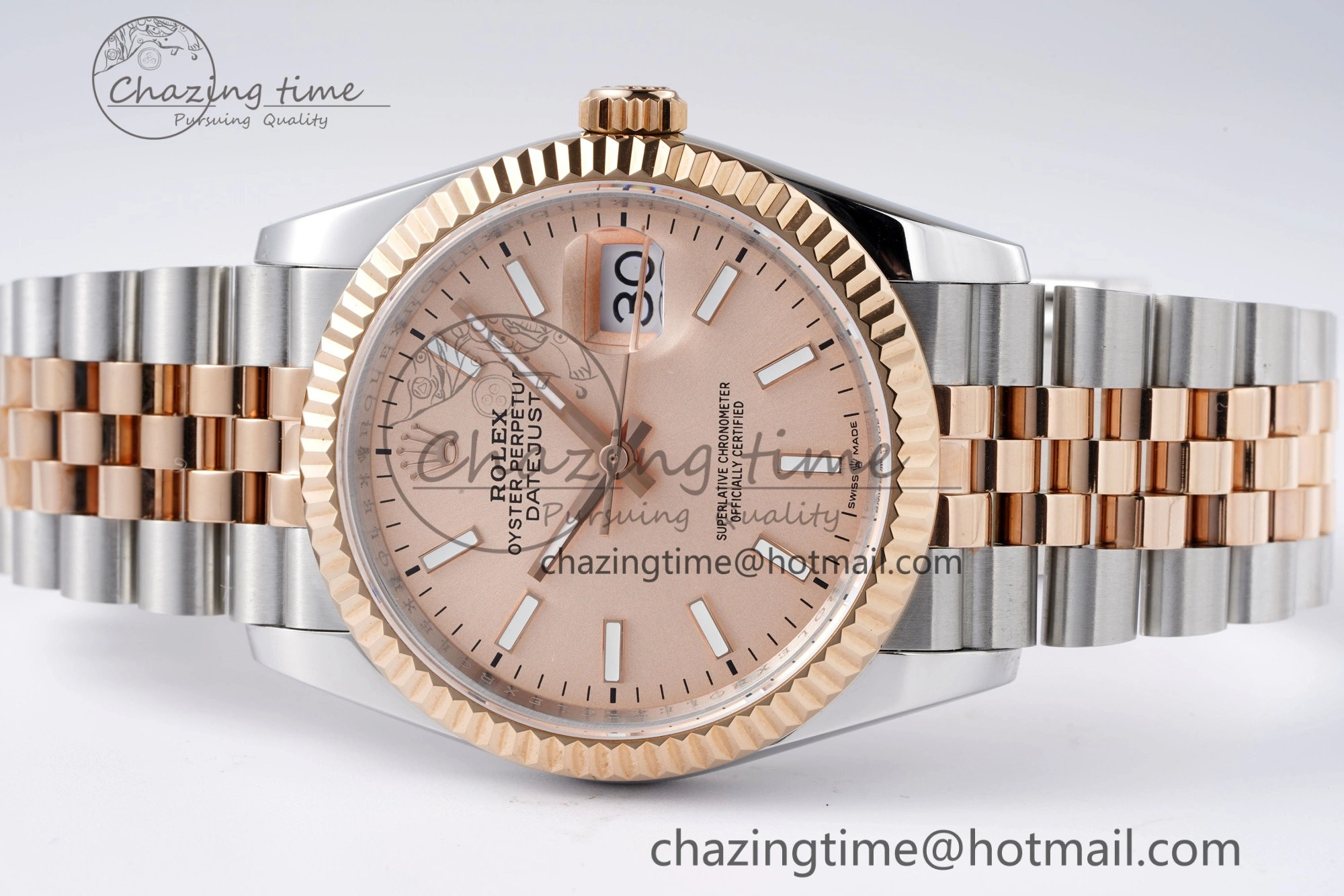 DateJust 36 SS RG 126231 JDF RG Plated 904L Steel RG Dial Stick Markers on Jubilee Bracelet V2