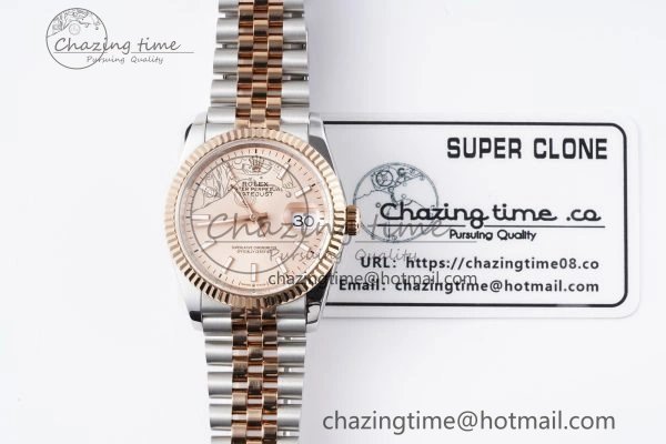 DateJust 36 SS RG 126231 JDF RG Plated 904L Steel RG Dial Stick Markers on Jubilee Bracelet V2