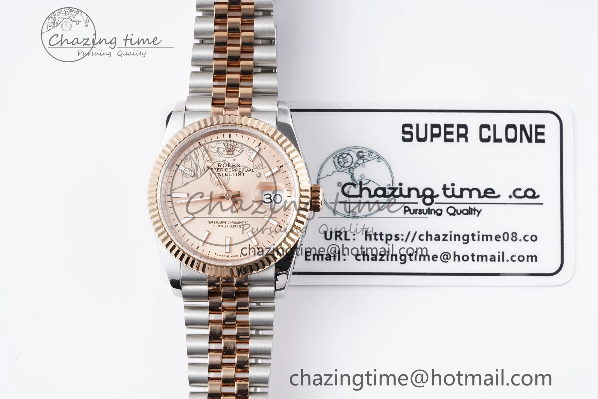 DateJust 36 SS RG 126231 JDF RG Plated 904L Steel RG Dial Stick Markers on Jubilee Bracelet V2