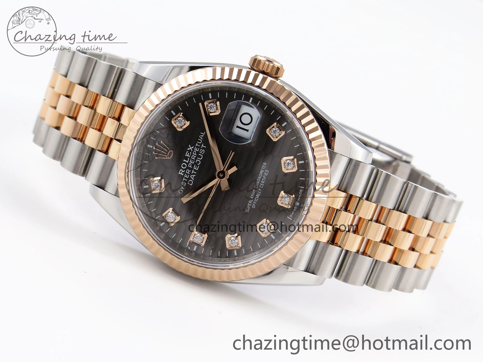 DateJust 36 SS RG 126231 VSF 1:1 Best Edition 904L Steel Gray Textured Diamonds Dial on Jubilee Bracelet VS3235
