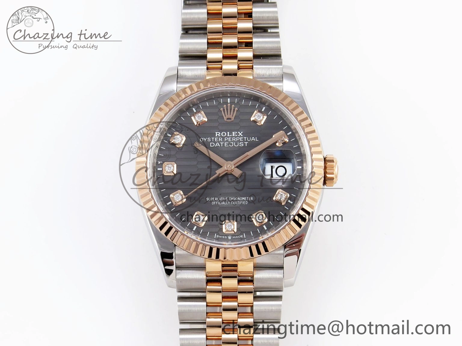 DateJust 36 SS RG 126231 VSF 1:1 Best Edition 904L Steel Gray Textured Diamonds Dial on Jubilee Bracelet VS3235