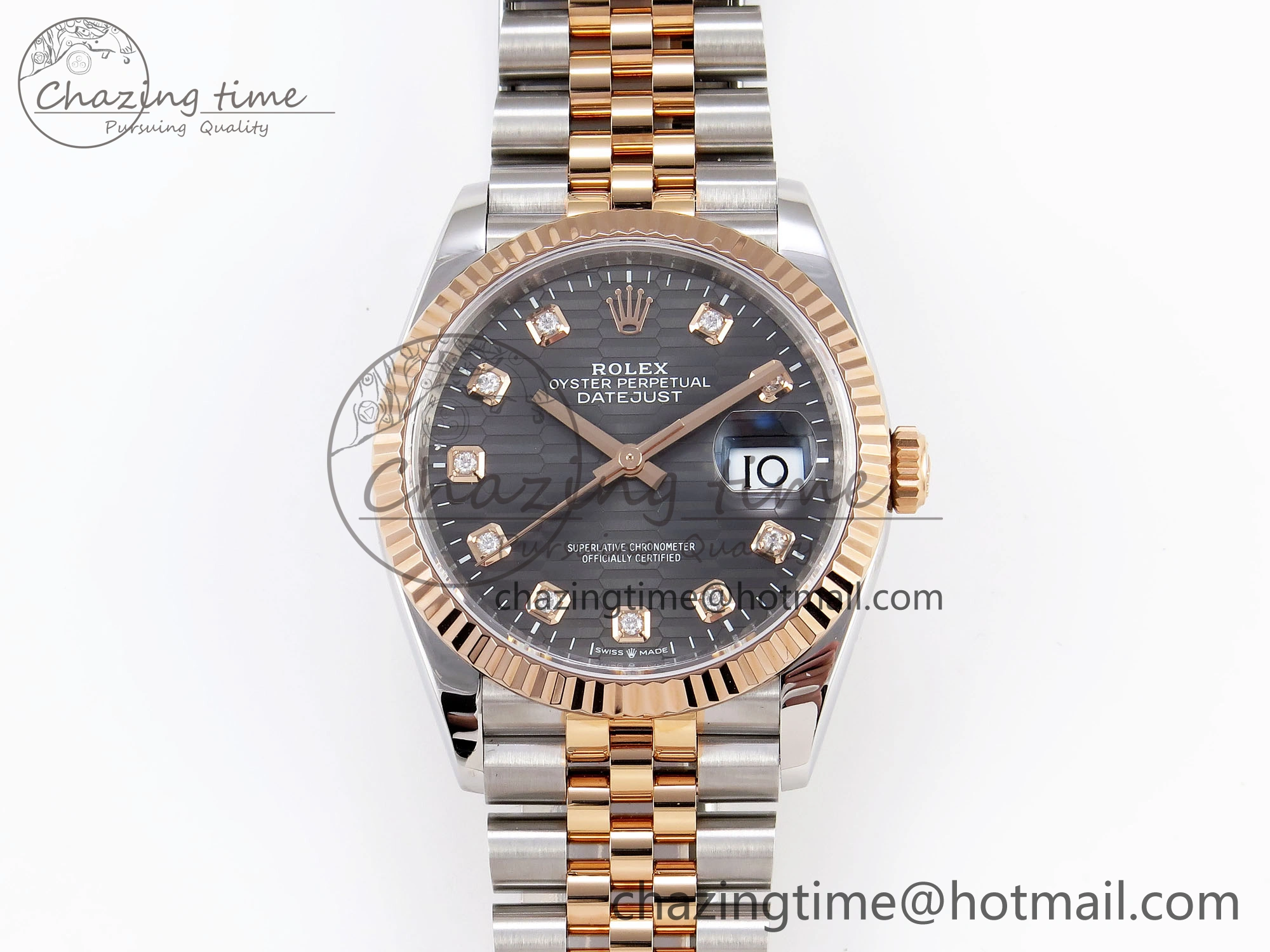 DateJust 36 SS RG 126231 VSF 1:1 Best Edition 904L Steel Gray Textured Diamonds Dial on Jubilee Bracelet VS3235