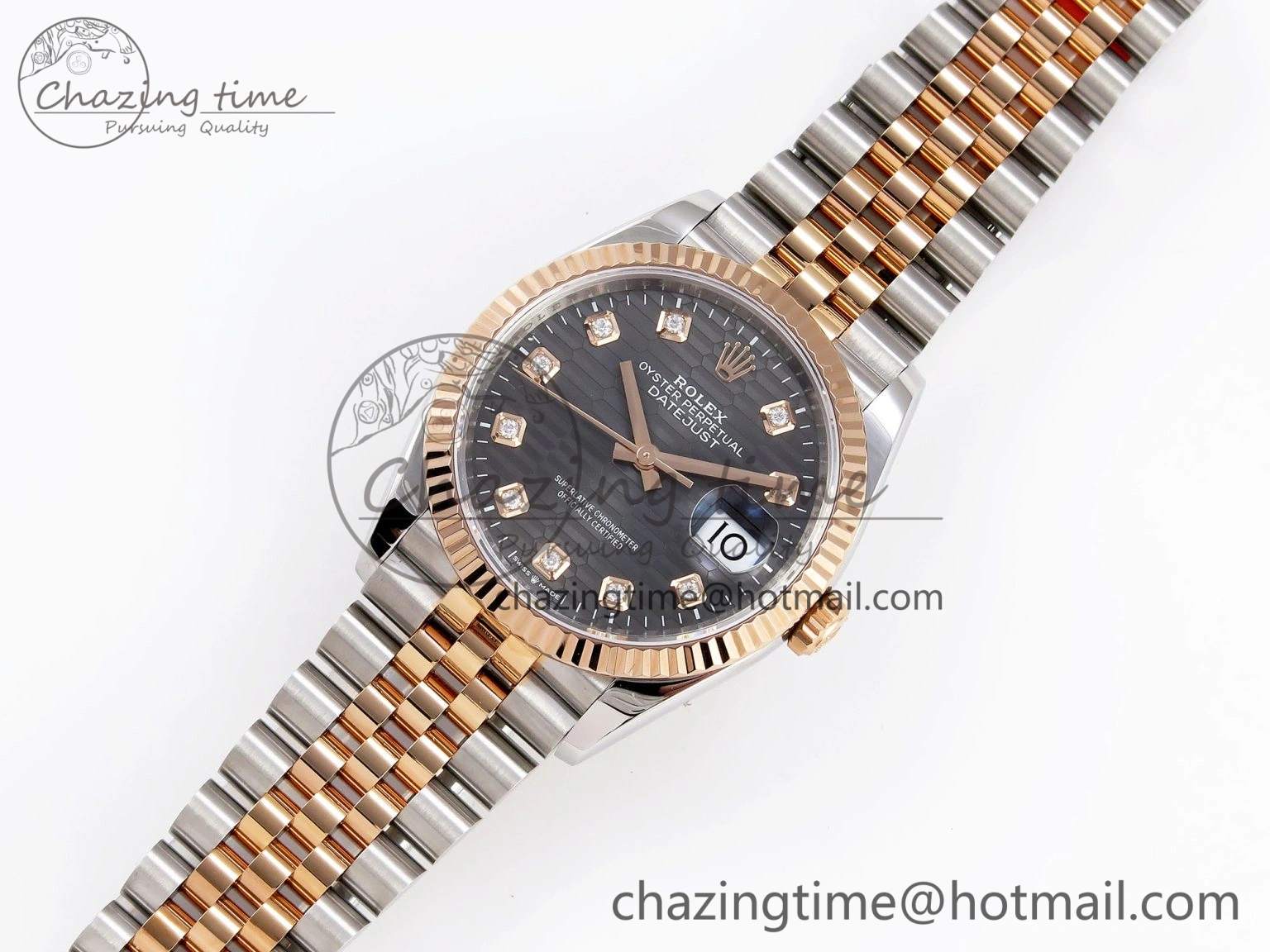 DateJust 36 SS RG 126231 VSF 1:1 Best Edition 904L Steel Gray Textured Diamonds Dial on Jubilee Bracelet VS3235